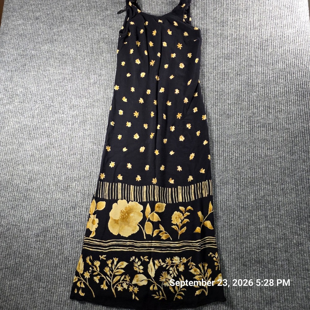 Piccalino Petites Vintage Floral Maxi Dress Black Tan Sleeveless 6P 660378PX